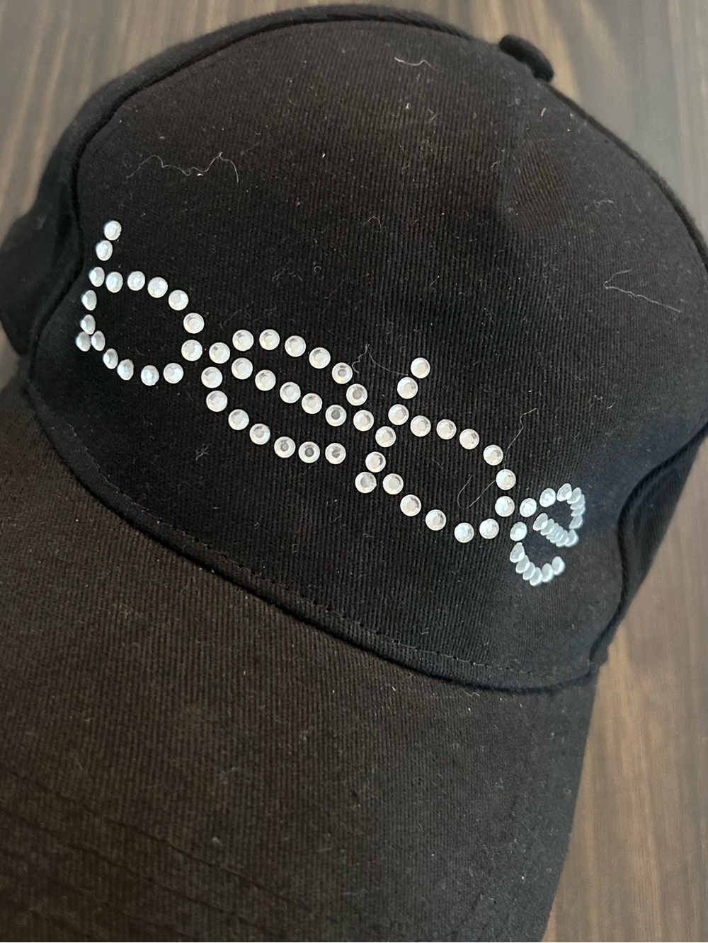 bebe Black Baseball Cap with Silver Logo Plate